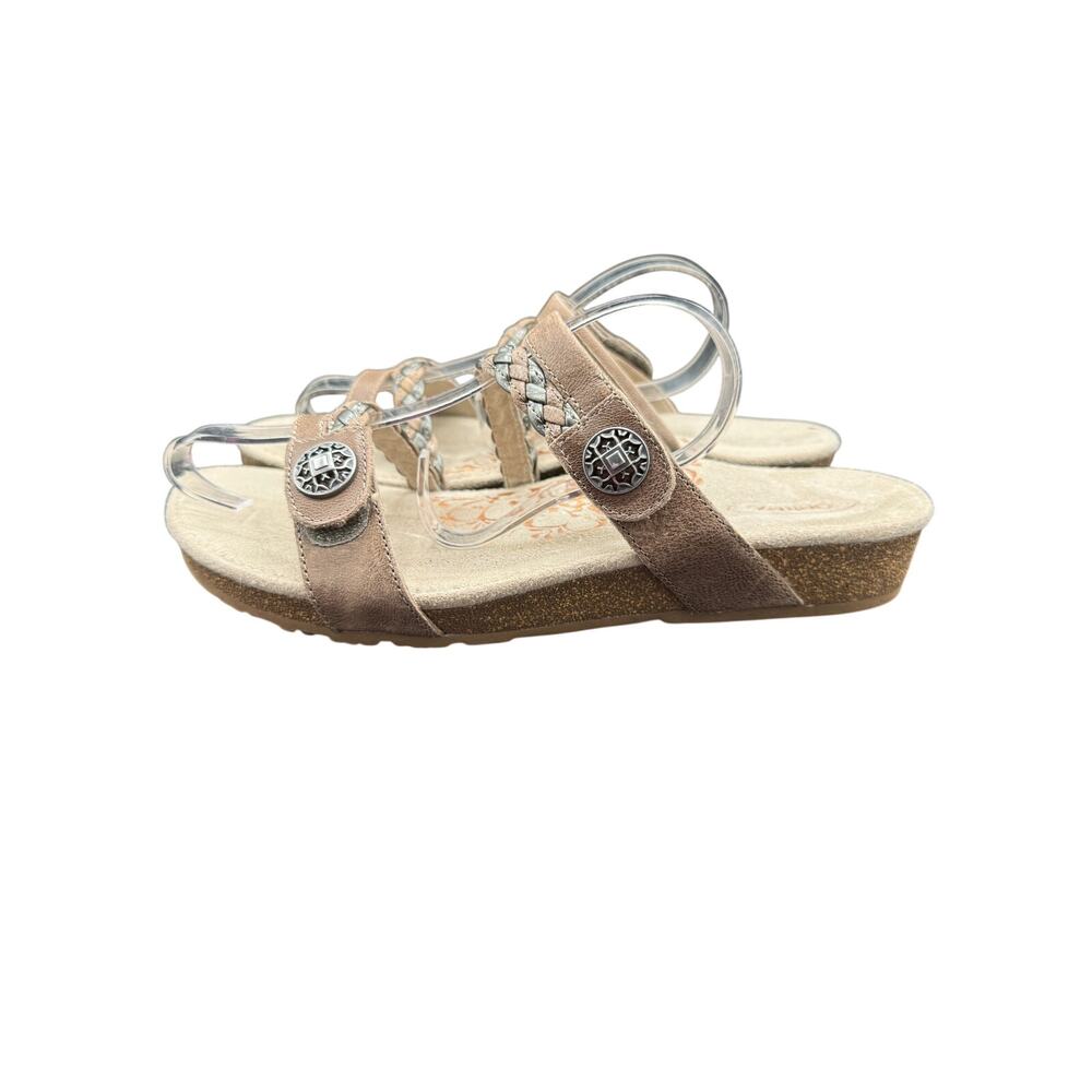 👡 Aetrex Janey Leather Sandals Size 9.5 Comfort Braided Strap Orthopedic - Picture 3 of 6